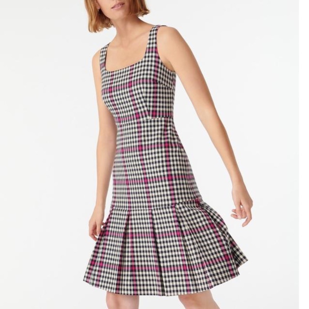 J.Crew Scoopneck Fit Flare Dress Herringbone Twill 6